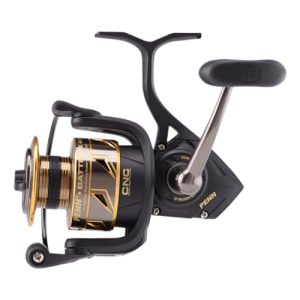 PENN Battle III Spinning Inshore Fishing Reel, HT-100 Front Drag, max of 15lb | 6.8kg, Made with Sturdy All-Aluminum Composition for Durability, 4000, black gold