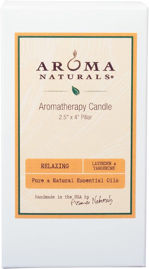 Aroma Naturals Lavender & Tangerine Essential Oil Scented Pillar Candle - Image 2