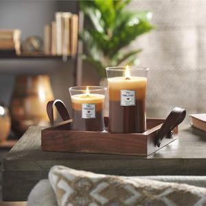 WoodWick Large Hourglass Candle, Cafe Sweets - Premium Soy Blend Wax