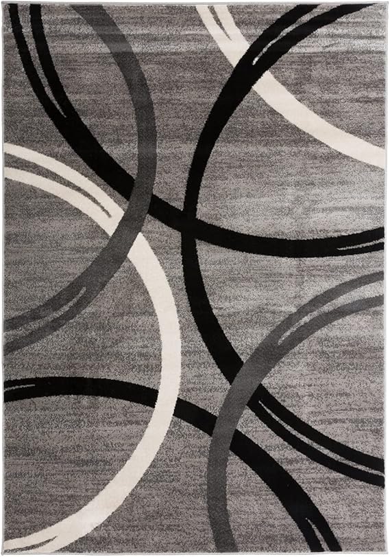 Rugshop Modern Wavy Circles Design Area Rug 5'3" x 7'3" Gray - Image 2