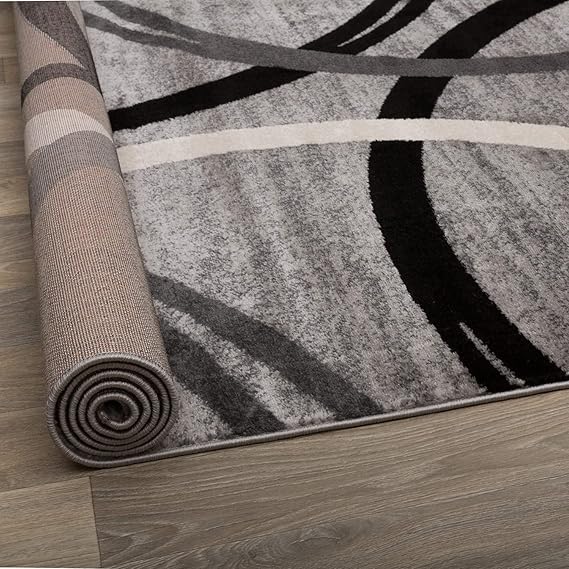 Rugshop Modern Wavy Circles Design Area Rug 5'3" x 7'3" Gray - Image 3