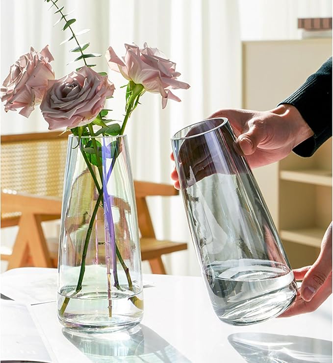 FANTESTICRYAN Modern Glass Vase Irised Crystal Clear Glass Vase - Image 2